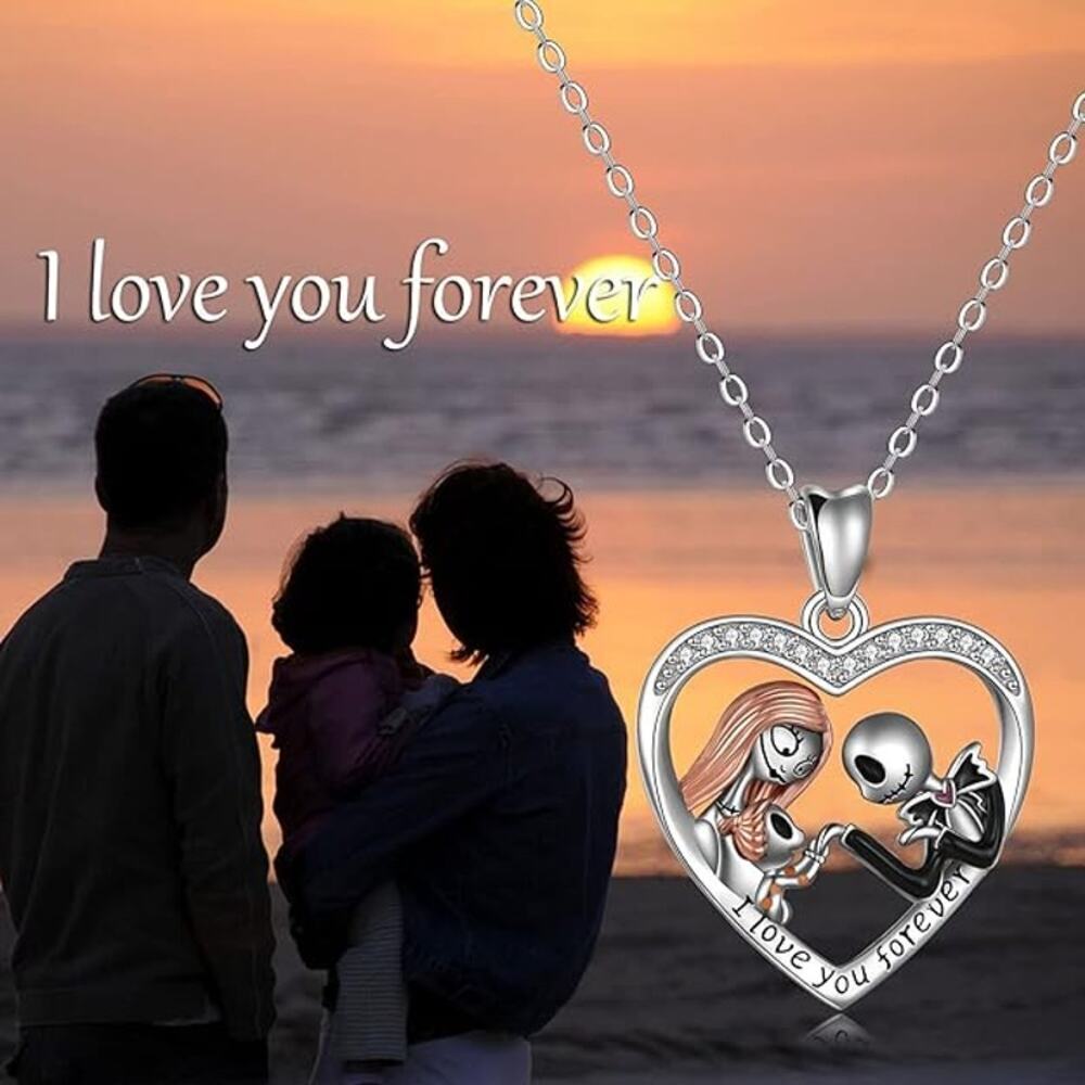 Nightmare Necklace Gifts Sterling Silver Jack Infinity Heart Family Pendant - Picture 5 of 5